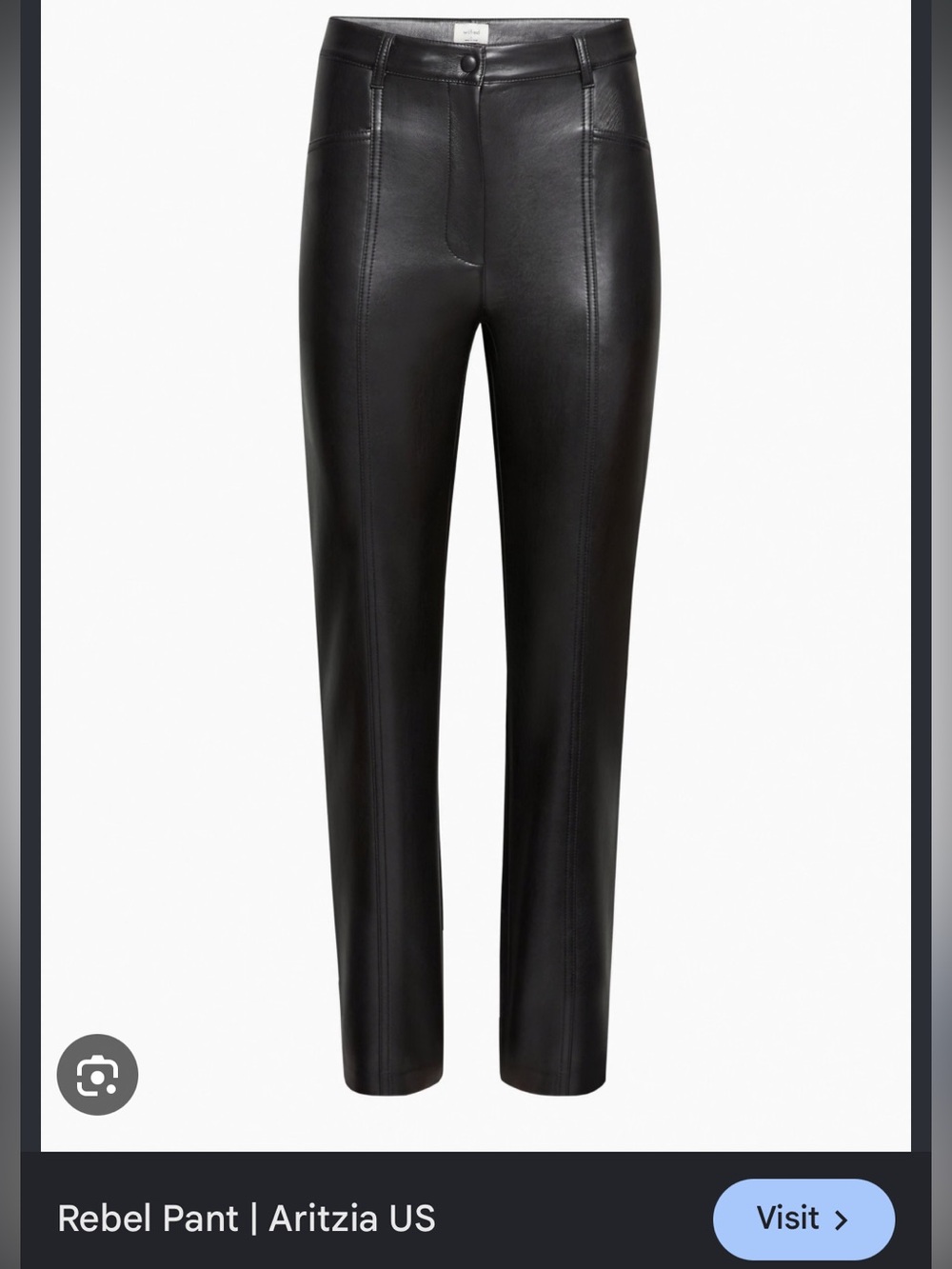 Aritzia Black Faux-Leather Straight-Leg Pants
